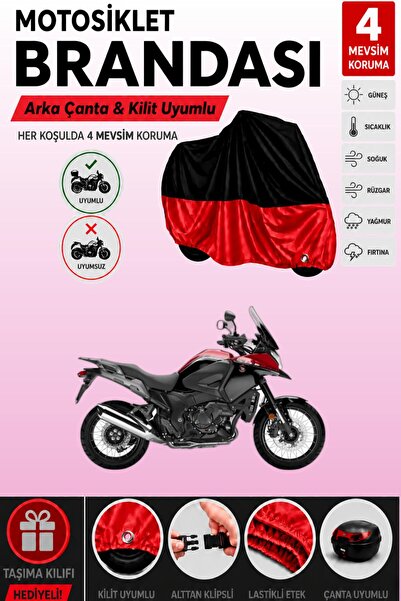 Cemku Double Black Top - Red Bottom, Rear Bag Compatible Honda Vfr 1200 X Cro...