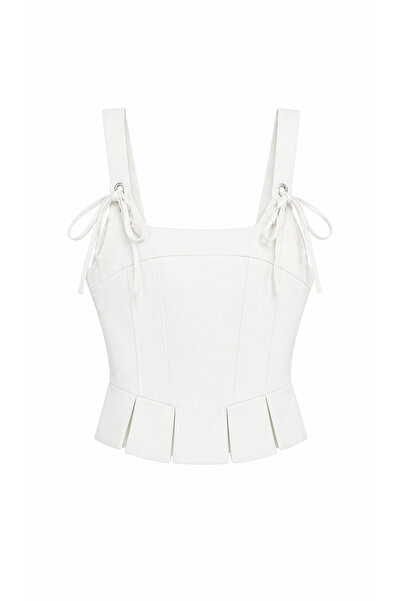 LUUNA STORE White Bluz with Lace Detail