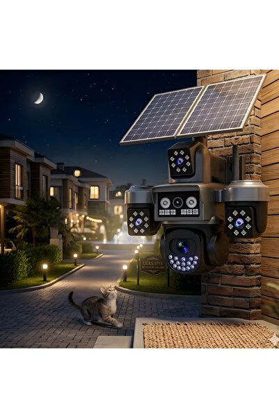 O-KAM OK-332 Premium 4g 12MP 4g Sim Kartlı Solar Panelli 4 Lens 1 Ptz Akıllı Kamera