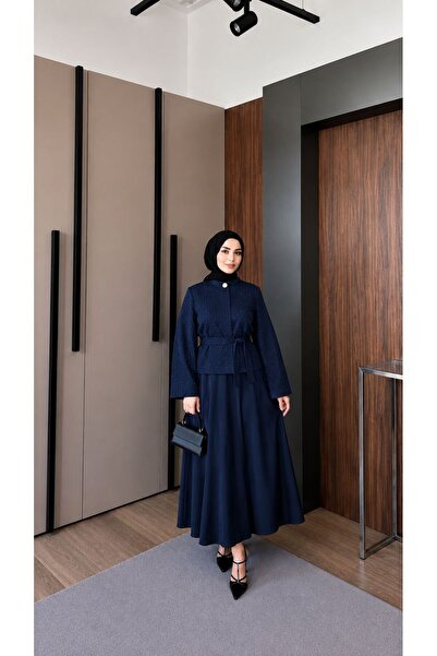 nurvina modest wear Set fustă din poplin cu imprimeu Stone, albastru închis