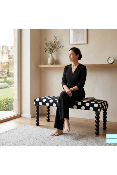 PROBELLA bench-puf ahşap siyah ayak modern bench