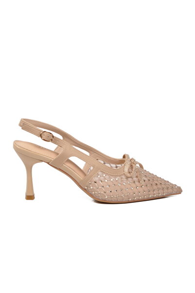 Kristen Que Beige Stone Embellished Women's Evening Dress Shoes