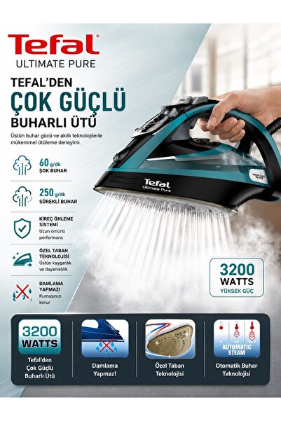 TEFAL 3200 W Hızlı Isınan Güçlü Buharlı Ütü Kireç Önleyici Akıllı Filtre 250 ...