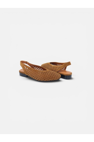 Cherie Shoes Kadın-Hakiki Deri Lazer Kesim Detaylı Babet
