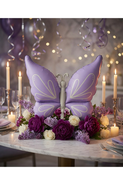 DODOMAR Retro Purple Butterfly Foil Balloon 73.5X94 cm Party Decoration Ornament