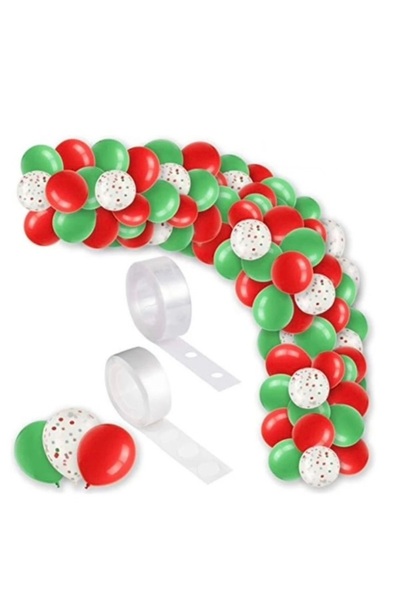 Partihane Red Green Confetti Balloon Chain Set - 5 Meters