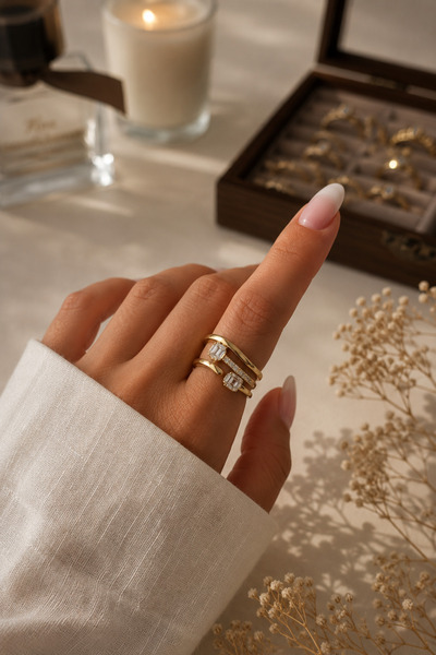 Jack Ferrero Adjustable Zircon Stone Women's Steel Ring