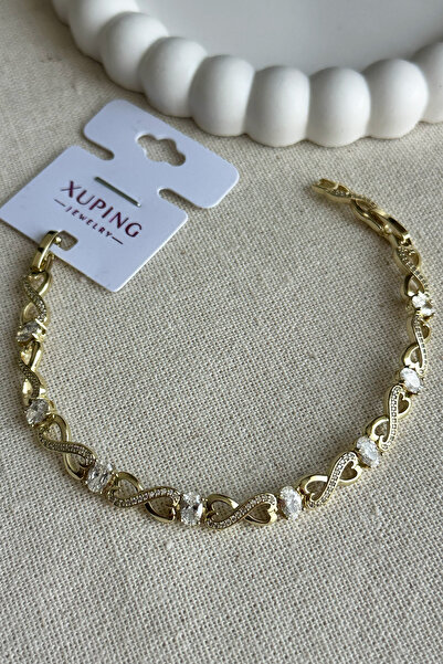 Modacaprea Xuping 14K Sonsuzluk Taşlı Zincir Kadın Bileklik 17+2 cm | Kararma...