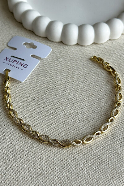 Modacaprea Xuping 14K sonsuzluk taşlı Zincir Kadın Bileklik 17+2 cm | Kararma...