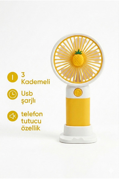 vattara Mini El Fanı Usb Şarjlı 3 Kademe Taşınabilir Vantilatör Masaüstü Tele...
