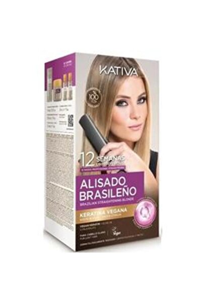 Kativa Kit pentru Indreptarea Parului cu Keratina pentru Par Blond - Brazilia...