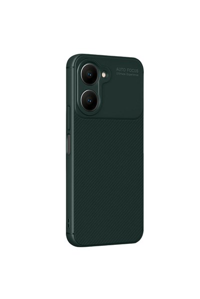 OEM Vivo Y18 Case Auto Focus Carbon Cover - Dark Green