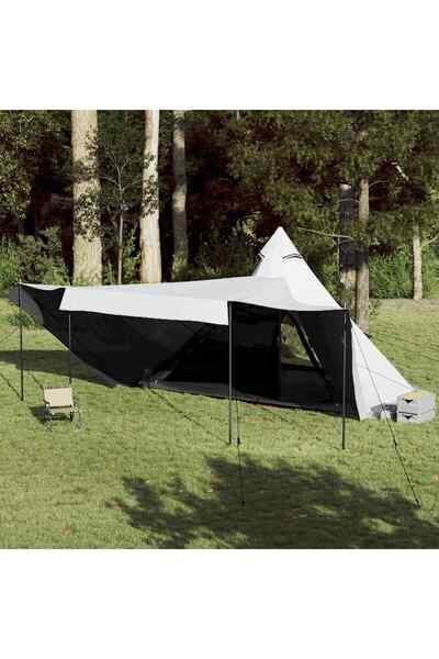 vidaxl Cort de familie Tipi 8 persoane, alb opac textil impermeabil