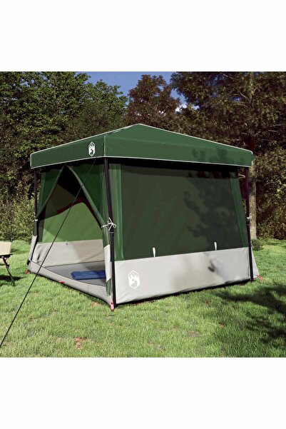 vidaxl Set Cort pentru Camping 2 pcs Verde Tafeta si Material