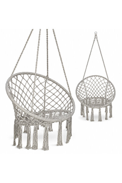 LEIHMANN Gray Hammock Hanging Chair, Hanging Swing for Garden, Patio and Indoors