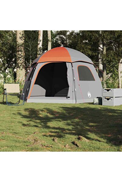 vidaxl Cort familie Igloo pentru 6 persoane gri/portocaliu impermeabil