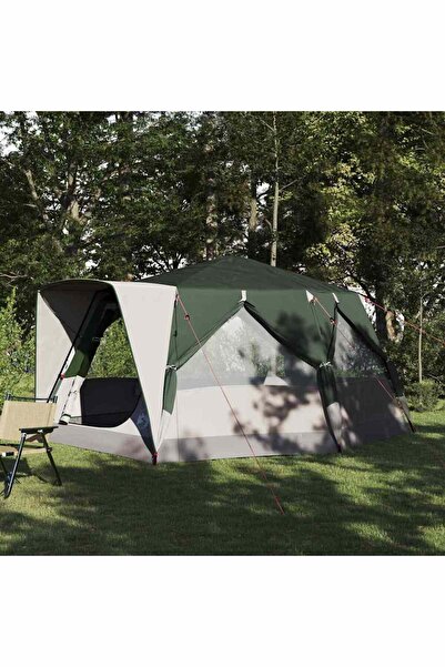 vidaxl Cort tip cabana pentru 7 persoane Verde 400 x 350 x 212 cm