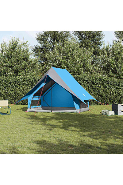 vidaxl Cort de Familie cu acoperis Albastru si Gri 220 x 220 x 184 cm