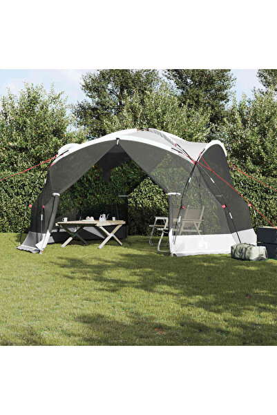 vidaxl Cort cu plasa de È›anÈ›ari cu acoperis Gri 434 x 434 x 230 cm