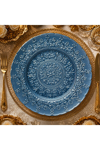 Alcoach Decorative and Serving Plates Round Serving Dishes Wide 32cm Silver E...