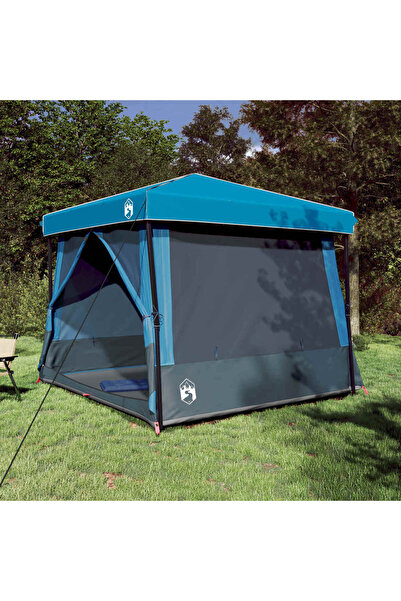 vidaxl Set Cort pentru Camping 2 pcs albastru Tafeta si Material