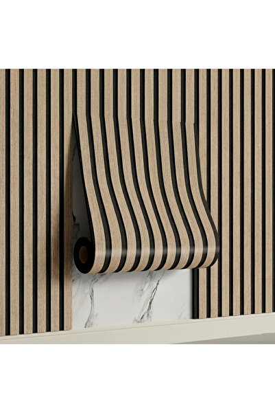 Teno ® 3D Wood Panel, Self-Adhesive, Waterproof, 58x300 cm, Cream/Beige, 1.74...