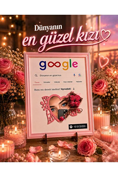 tridex laser Dünyanın En Güzel Kızı google tasarımlı kalp detaylı çerçeveli a...