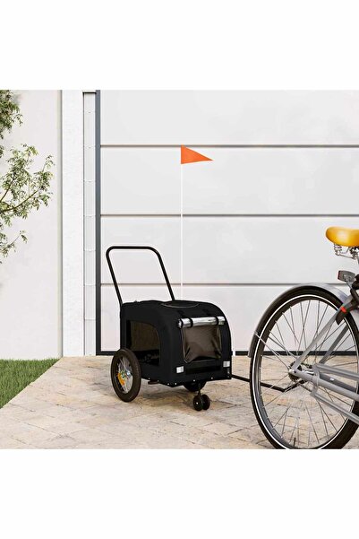 vidaxl Remorcă de bicicletă pentru animale de companie Negru