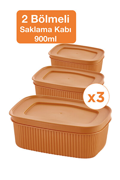 lovagroup 3'lü Bölmeli Saklama Kabı Seti 900 Ml - 2 Bölmeli Kapaklı Beslenme ...