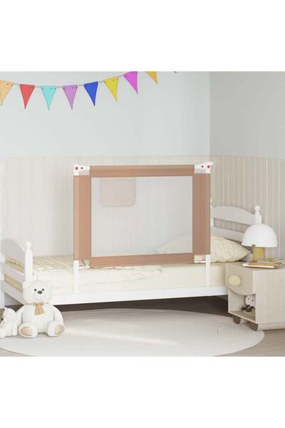 vidaxl Balustradă de protecție pat copii, gri taupe, 100x25 cm, textil