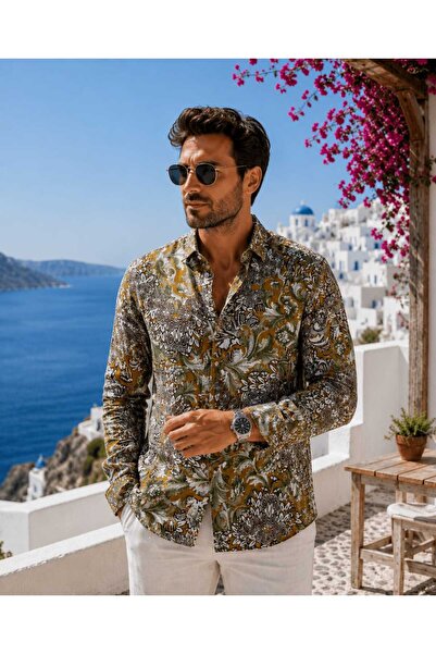 ANATOLIATEKSTILE Cămașă Bărbați din in 100% Italian, Premium Luxury Fit Relax...