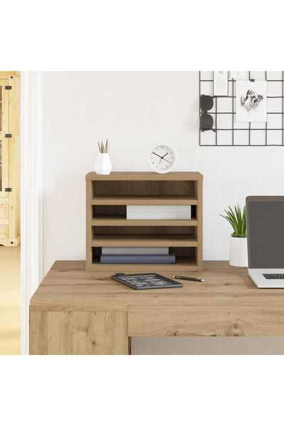 vidaxl Handcrafted Oak Desk Organizer 36 x 26 x 29.5 cm