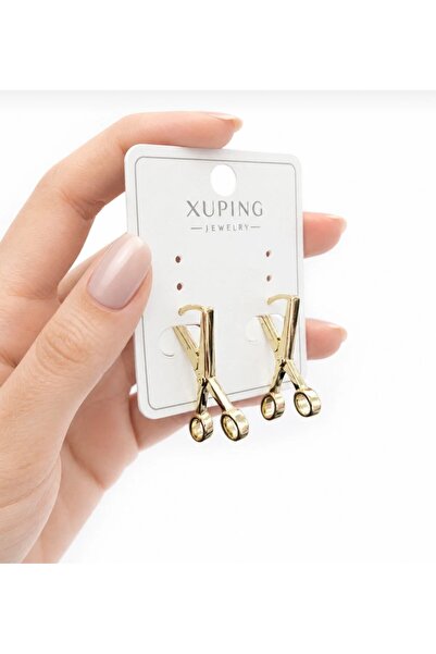 XUPING JEWELRY KUYUMCU SERİ 14K RENGİ MAKAS MODEL ÇELİK KÜPE