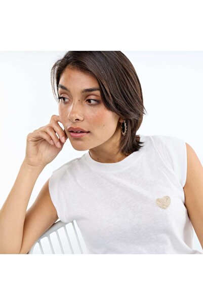 KIABI Sleeveless Jersey T-shirt BEIGE