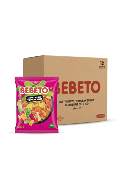 BEBETO جيليبون 12 عبوة 1 كجم قلب الخوخ