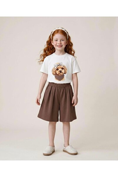 LOCO LOCO Li̇mi̇ Girl's Soft, Flexible, Structured Combed Cotton Shorts Set