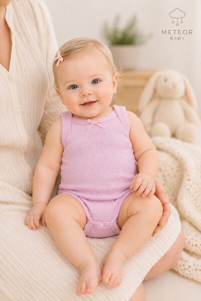 METEOR BABY Baby Girl Strappy Cotton Snap-On Bodysuit