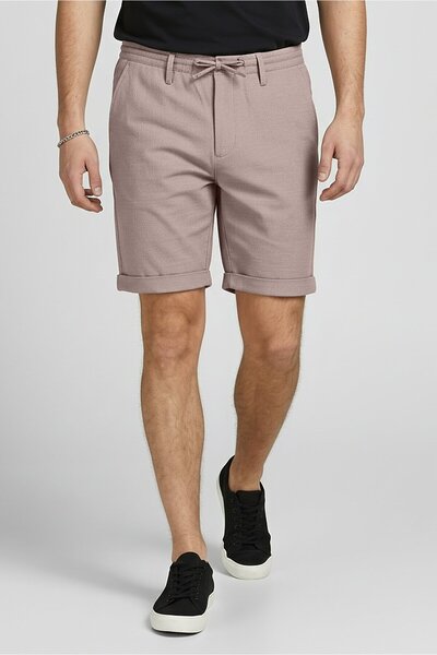 CELIO Men Textured Basic Shorts, Dark Beige