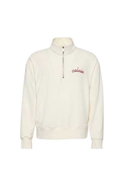 Calvin Klein Hanorac bărbătesc cu logo cusut cu lanț și fermoar 1/4, mărimea L