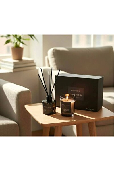 Aroma Home شمعة معطرة مع زيت ناشر للعطر 50 مل و5 أعواد خشبية، مجموعة هدايا في...