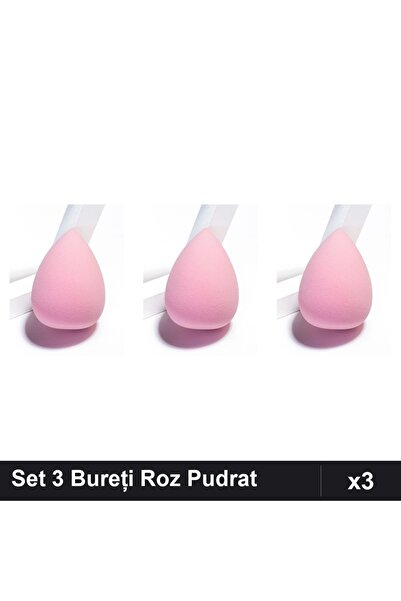 Makeup Set of 3 Extra-Soft Makeup Sponges, Powder Pink, Foundation, Professional