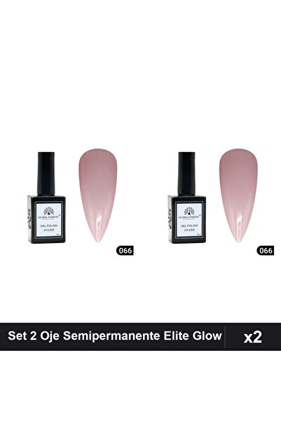 global fashion Set 2 Oje Semipermanente Elite Glow 15ml, Gel Polish UV/LED