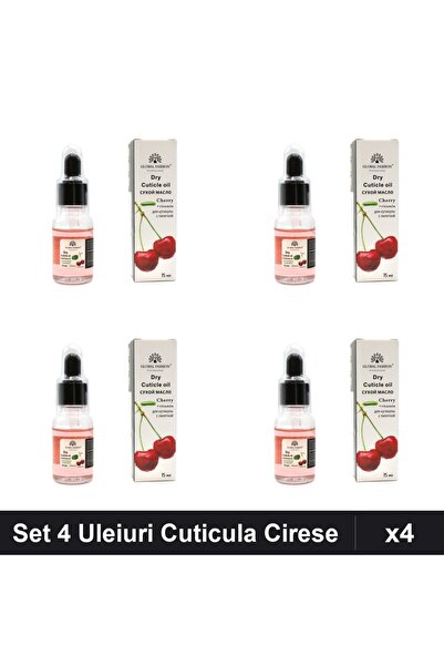global fashion Set 4 Uleiuri Cuticula cu Pipeta, Aroma Cirese 15ml, Ingrijire...