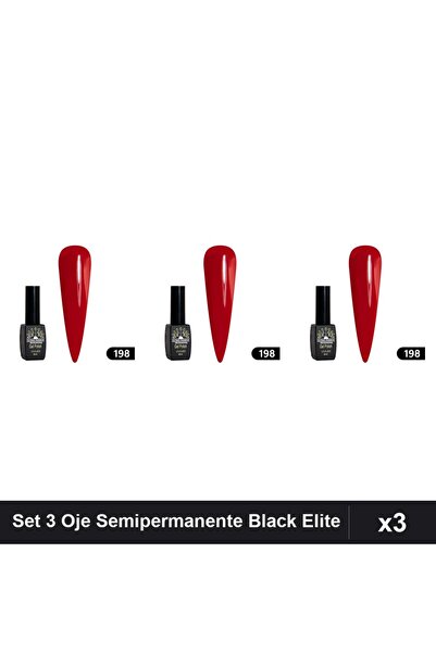 global fashion Set 3 Oje Semipermanente Black Elite 8ml, Manichiura UV/LED,