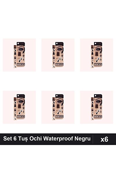 Ushas Set 6 Tuș Ochi Eyeliner 2 Way Quick Waterproof Negru 3g, Stampilă Inclus