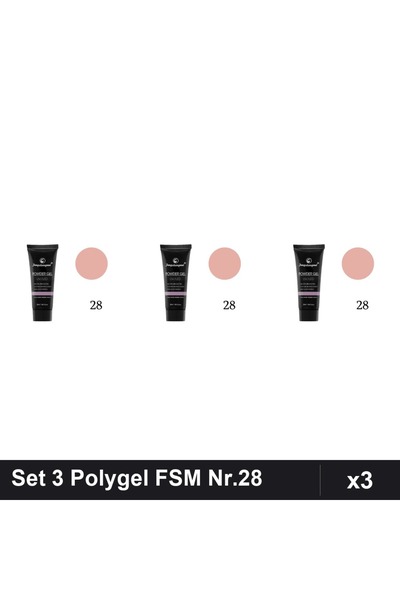 FSM Set 3 Polygel 30ml Nr.28, Gel Constructor Unghii, Manichiura UV/LED