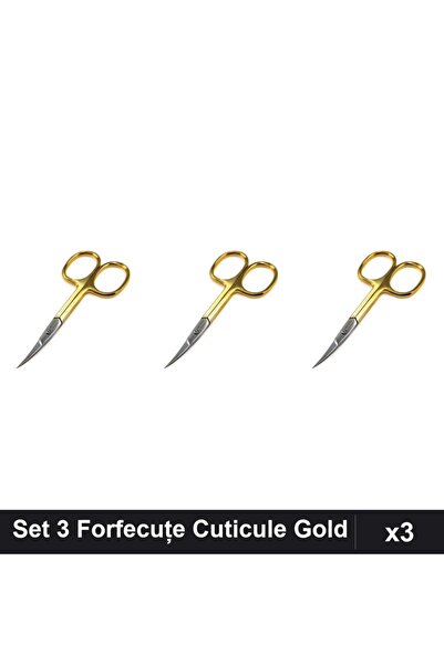 One Group Set 3 Forfecuțe Profesionale Cuticule Gold, Manichiură