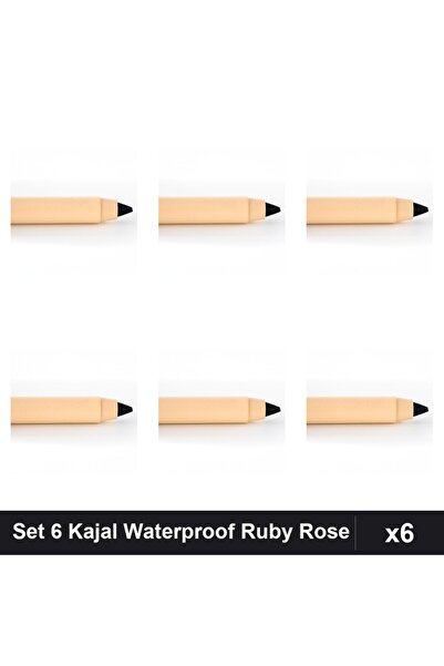 Ruby Rose Set of 6 Waterproof Kajal Eyeliner Pencils, Long-lasting Eyeliner