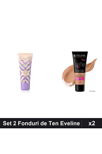Eveline Set 2 Fonduri de Ten Eveline, Nuante -Beige și Honey, 30ml fiecare
