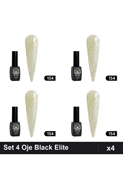 global fashion Set 4 Oje Semipermanente Black Elite 8ml, Manichiura UV/LED Pr...